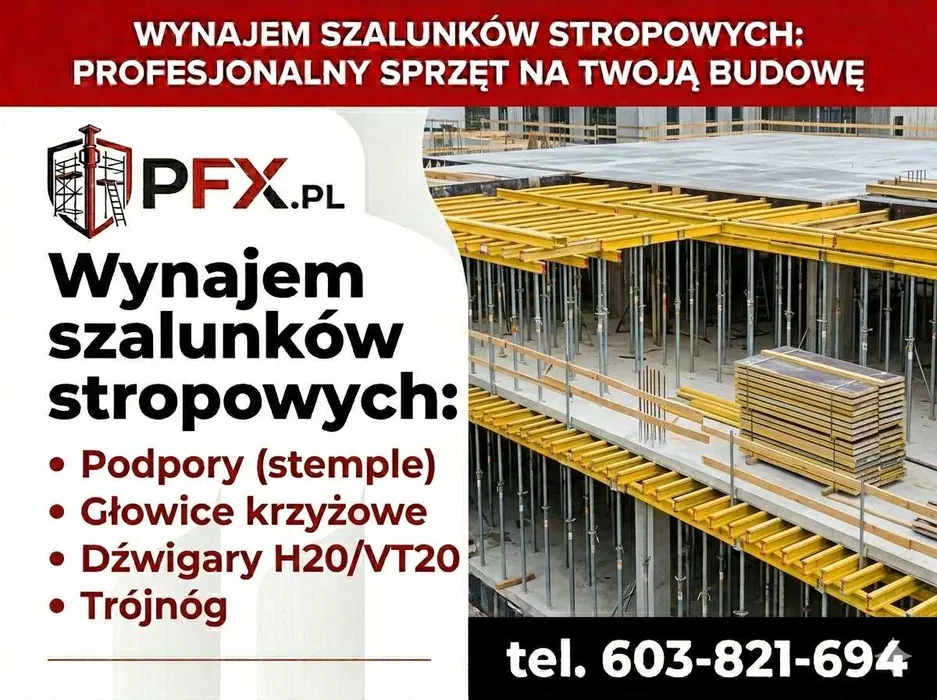 Mikołów Wynajem Stempli Szalunków stropowych Podpór Dźwiga Minikoparka