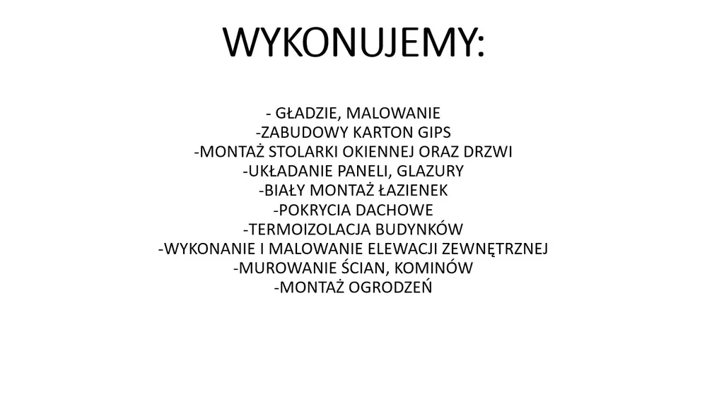 WOLNY TERMIN Usługi ogólnobudowlane Tomasz Biesek