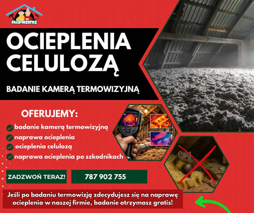 Badania kamerą termowizyjną , cieplenia celulozą