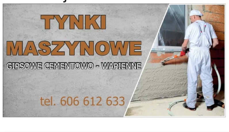 Tynki maszynowe gipsowe i cem wapienny.