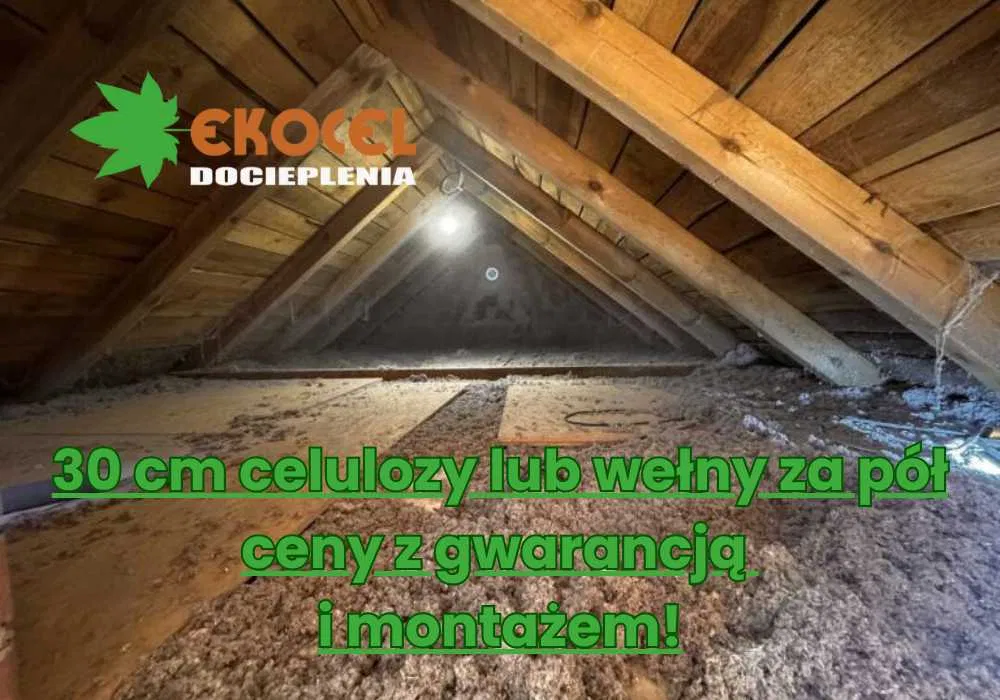 Ocieplenie domu izolacje celuloza wdmuchiwanie docieplanie poddasza