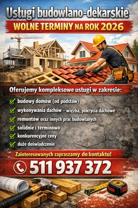 Budowa domów od podstaw, usługi dekarskie
