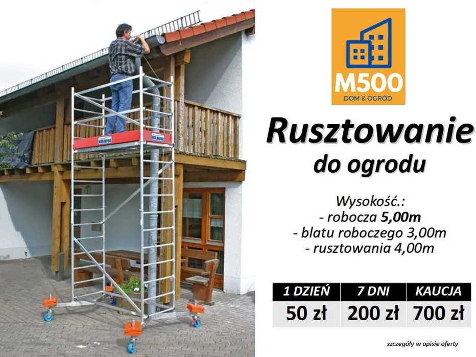 RUSZTOWANIE do wnętrz 4m aluminiowe lekkie jezdne wypożyczę wynajem