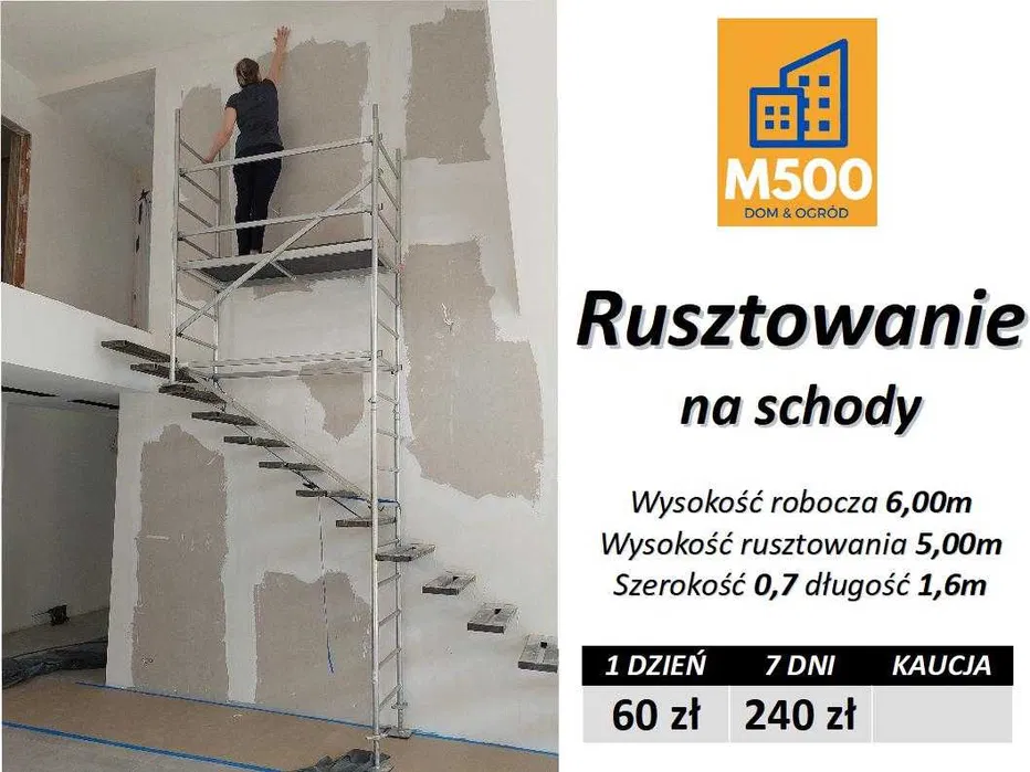 RUSZTOWANIE na schody 6m lekkie wąskie na klatkę schodową