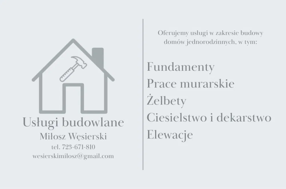 Usługi budowlane - budowa domów jednorodzinnych