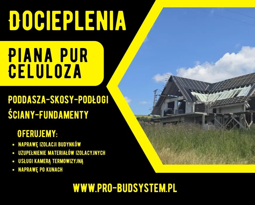 Docieplenie Pianką PUR Ocieplanie poddasza Celuloza Termowizja Pianka