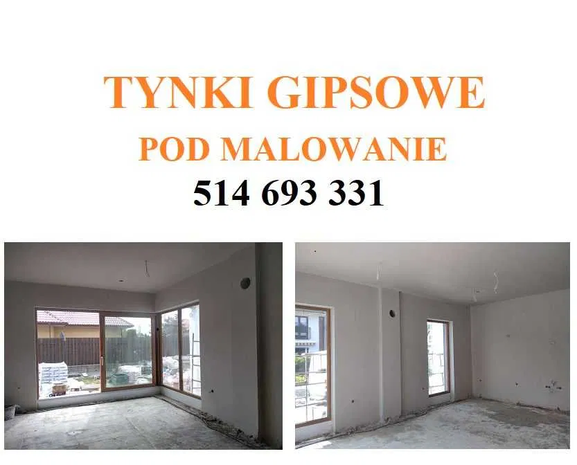 Tynki, gipsowe,maszynowe, pod malowanie