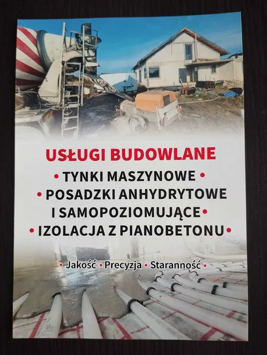 Posadzki anhydrytowe , tynki maszynowe. Wolne terminy .