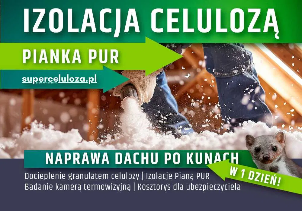 Wdmuchiwanie celulozy | Naprawa dachu po kunie | Termowizja | CELULOZA