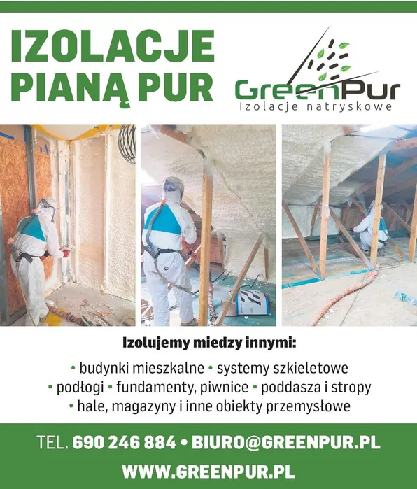 Izolacje pianą PUR. Ocieplanie poddasza,stropy.Celuloza, wełna drzewna