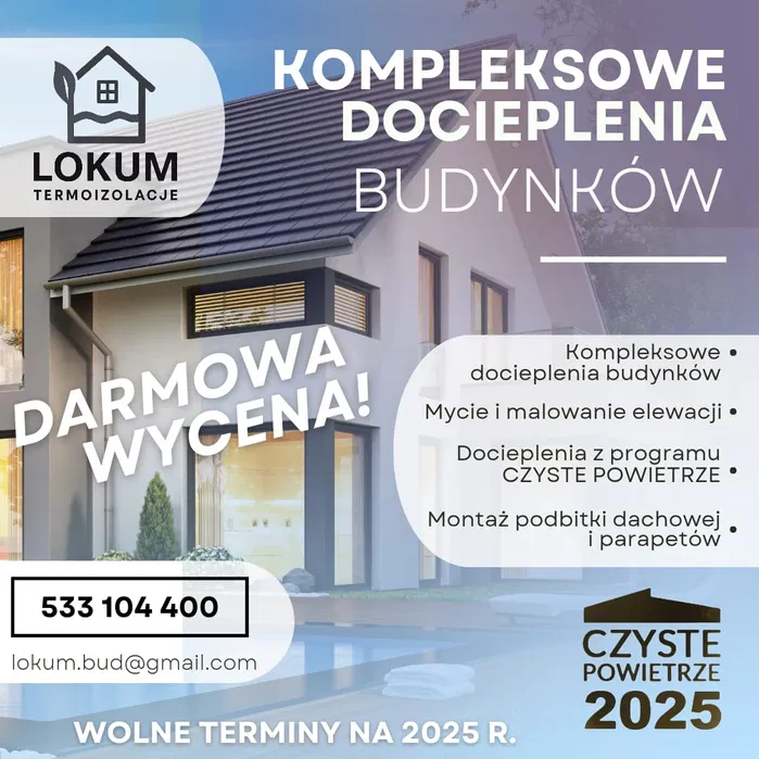 Docieplenia budynków, elewacje, audyt, ocieplenia, tynki wolne terminy