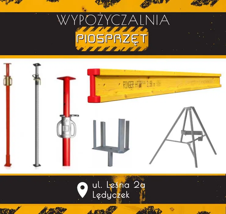 Wynajem stempli podpór stropowych dźwigarów głowic trójnóg stemple