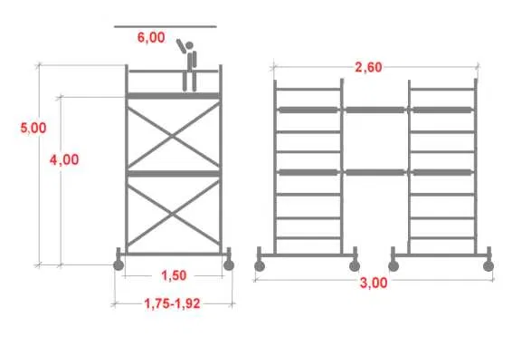 MOBILNA PLATFORMA rusztowanie różna wielkość wysokość do wnętrz