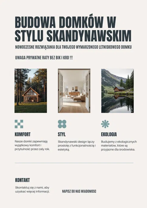 Domek bez pozwolenia drewniany skandynawski Prywatne raty bez bik krd