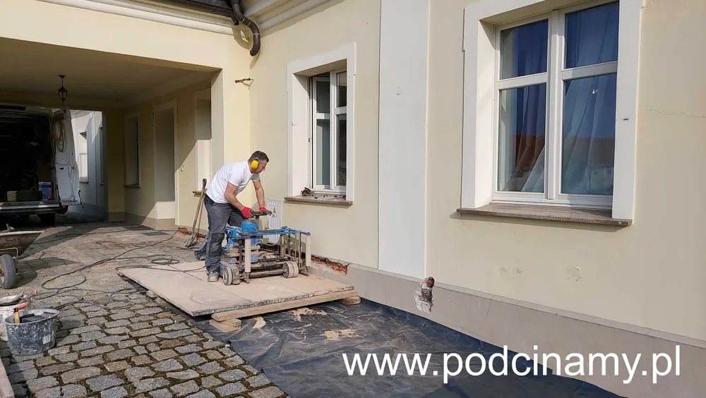 OSUSZANIE BUDYNKÓW MURÓW, wymiana izolacji poziomej - podcinanie